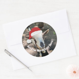 Christmas Goat Custom Message Classic Round Sticker
