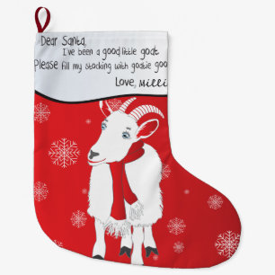 Christmas Goat Dear Santa I have been Good Large Christmas Stocking