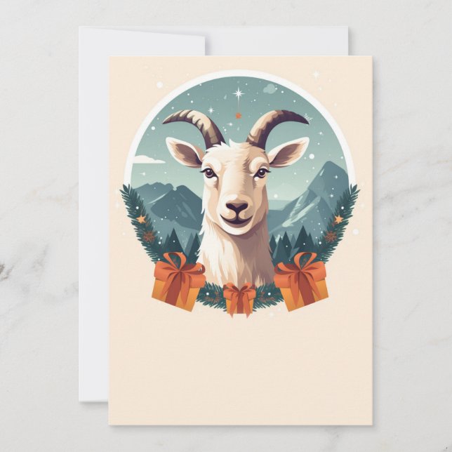 Christmas Goat Gifts Holiday Card (Front)