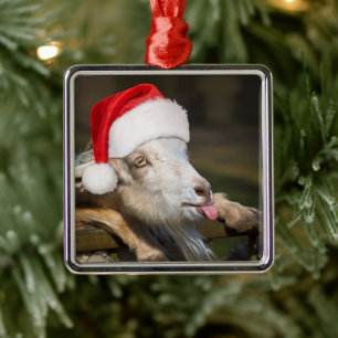 Christmas Goat Metal Tree Decoration