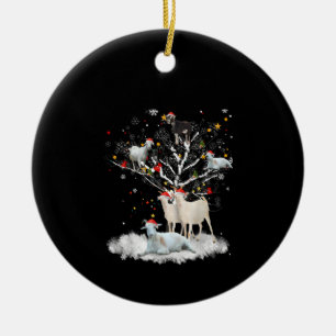 Christmas Goat On Tree Funny Santa Goat Lover Gift Ceramic Tree Decoration