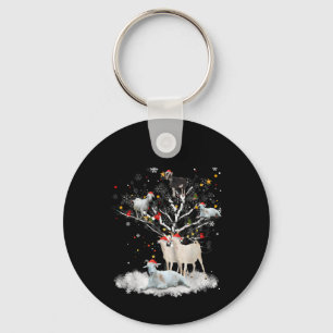 Christmas Goat On Tree Funny Santa Goat Lover Gift Key Ring