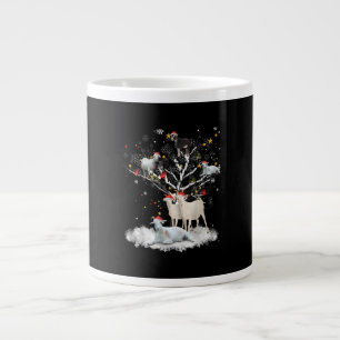 Christmas Goat On Tree Funny Santa Goat Lover Gift Large Coffee Mug