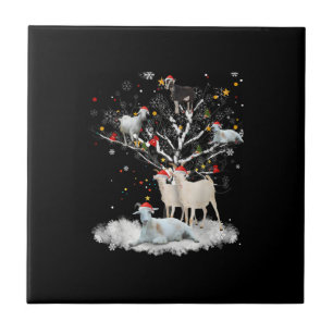 Christmas Goat On Tree Funny Santa Goat Lover Gift Tile