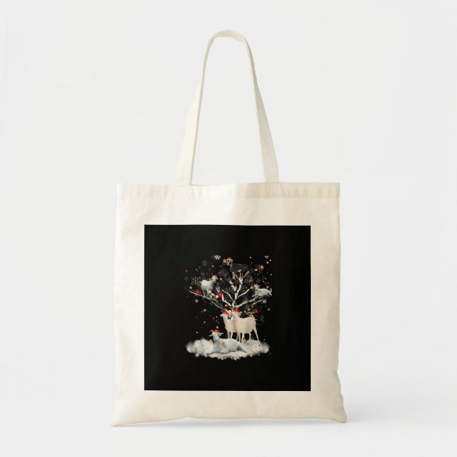 Christmas Goat On Tree Funny Santa Goat Lover Gift Tote Bag (Front)