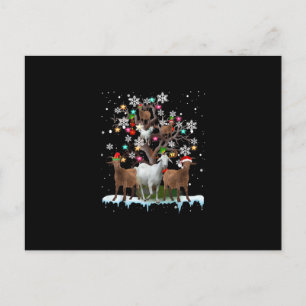 Christmas Goat On Tree Santa Goat Lover Announcement Postcard
