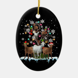 Christmas Goat On Tree Santa Goat Lover Ceramic Tree Decoration