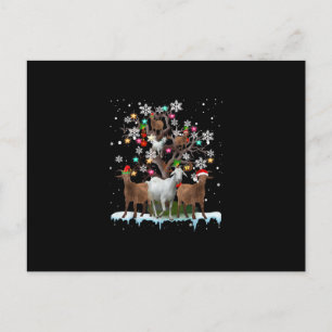 Christmas Goat On Tree Santa Goat Lover Postcard