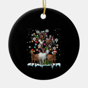Christmas Goat On Tree Santa Goat Lover's Ceramic Tree Decoration