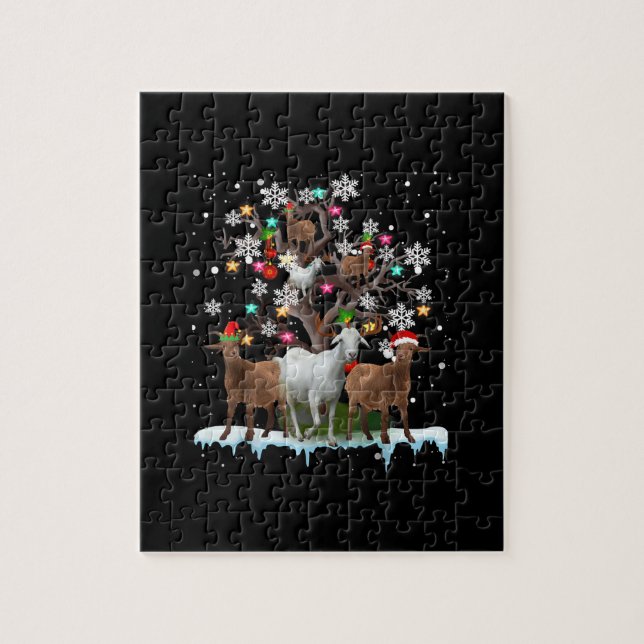 Christmas Goat On Tree Santa Goat Lover's Jigsaw Puzzle (Vertical)