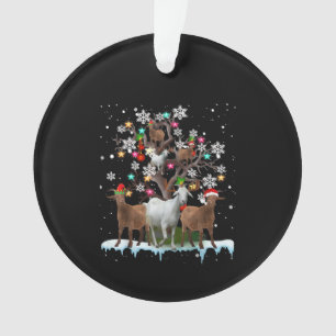 Christmas Goat On Tree Santa Goat Lover's Ornament