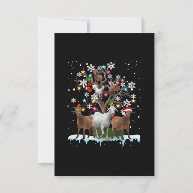 Christmas Goat On Tree Santa Goat Lover's RSVP Card (Front)