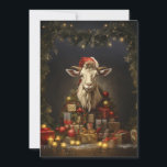 Christmas Goat Santa Claus Holiday Card<br><div class="desc">goat santa box congratulation , hat gift celebration colourful , greeting happy merry ,  animal holiday december xmas , art claus christmas , winter  goat</div>