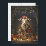 Christmas Goat Santa Claus Holiday Card<br><div class="desc">goat santa box congratulation , hat gift celebration colourful , greeting happy merry ,  animal holiday december xmas , art claus christmas , winter  goat</div>