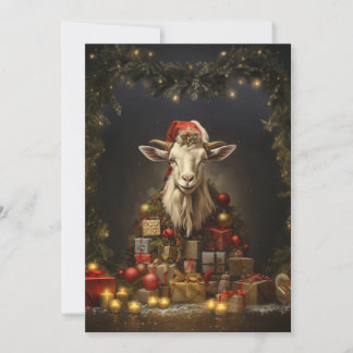 Christmas Goat Santa Claus Holiday Card
