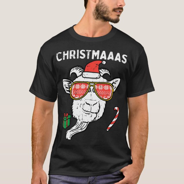 Christmas Goat Santa Xmas Farm Animal Farmer Men W T-Shirt (Front)