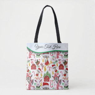 Christmas GOATS Candy and Jingle Bells Tote Bag