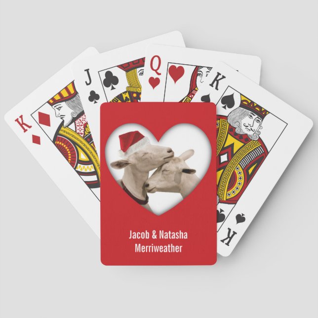 Christmas Goats Photo Bicycle Playing Cards (Back)