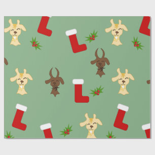 Christmas Goats with Stockings and Mistletoe Funny Wrapping Paper