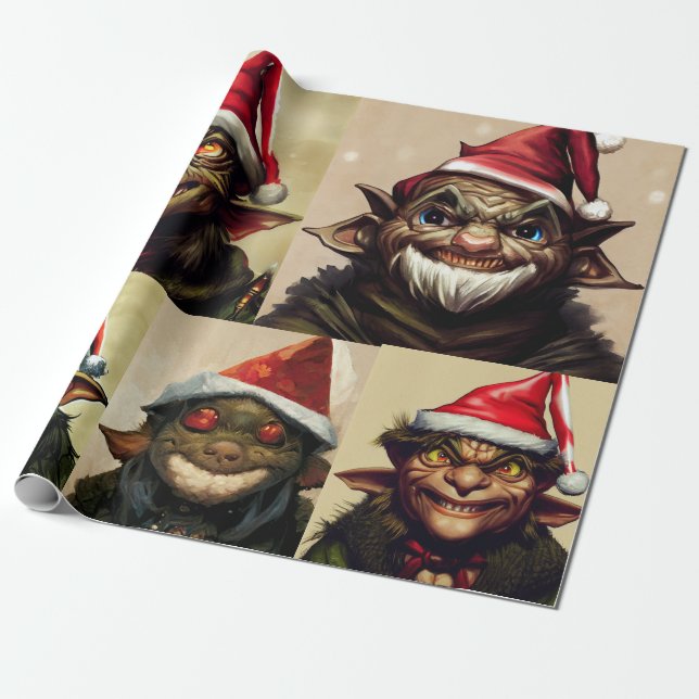 Christmas Goblin Wrapping Paper (Unrolled)