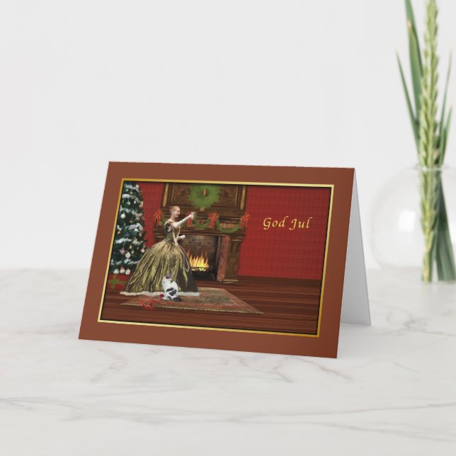 Christmas, God Jul, Norwegian, Old Fashioned Holiday Card (Front)