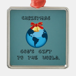 Christmas; God's Gift to the World. Metal Tree Decoration