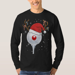 Christmas Goft Reindeer Funny Santa Hat Golf Lover T-Shirt
