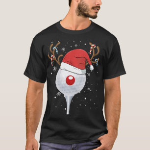 Christmas Goft Reindeer Funny Santa Hat Golf Lover T-Shirt