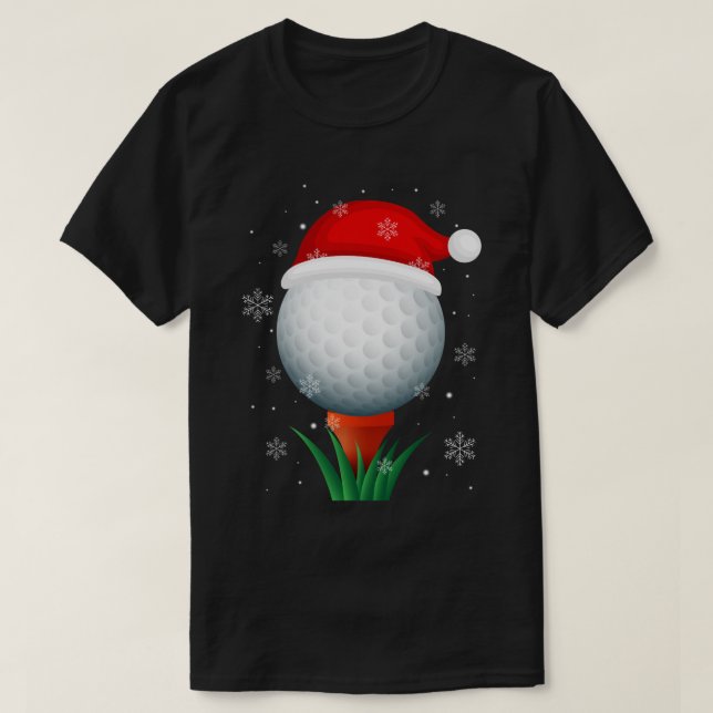 Christmas Goft Reindeer Funny Santa Hat Golf Lover T-Shirt (Design Front)