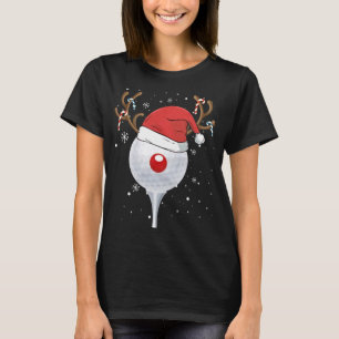 Christmas Goft Reindeer Funny Santa Hat Golf Lover T-Shirt