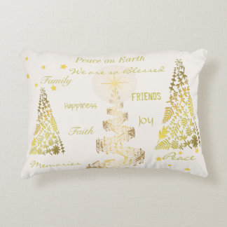 Christmas Gold and Cream Accent Pillow