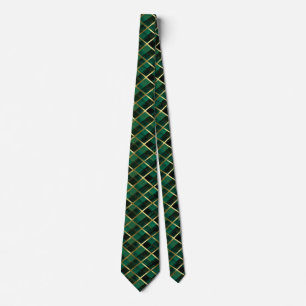 Christmas Gold And Green Plaid Pattern  Tie