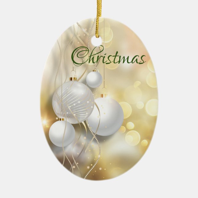 Christmas Gold and White Ornaments (Front)