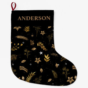 Christmas Gold Arch Black modern family gift  Large Christmas Stocking