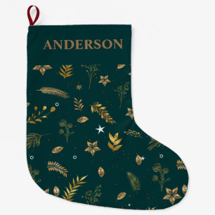 Christmas Gold Arch Green modern family gift Large Christmas Stocking