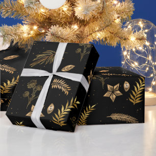 Christmas Gold Arch Modern Black Wrapping Paper