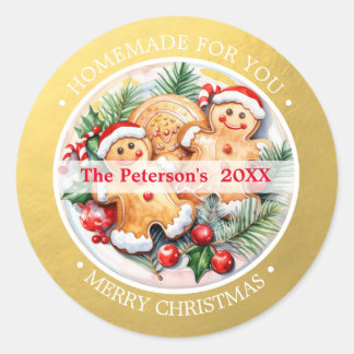 CHRISTMAS Gold Baked Goods Cookies Ginger Homemade Classic Round Sticker