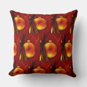 Christmas Gold Bauble Red Pattern Background Cushion