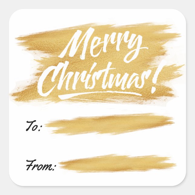 Christmas Gold Brush Stroke Gift Label (Front)