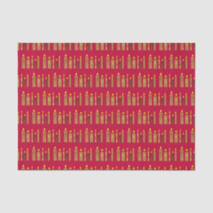 Christmas gold candle collage art pattern on red tissue paper
