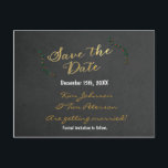 Christmas Gold Chalkboard Holly Postcard Save Date<br><div class="desc">Christmas Gold Chalkboard Holly Postcard Save the Date. Matching items in my store.</div>