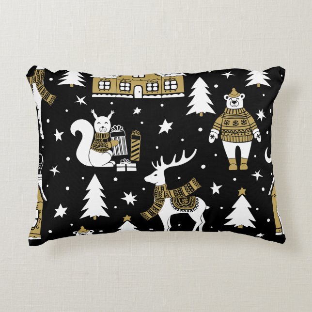 Christmas Gold Decorative Cushion (Front)