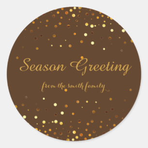 Christmas Gold Faux Glitter Festive Classic Round Sticker