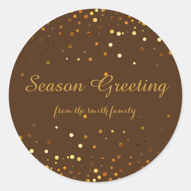 Christmas Gold Faux Glitter Festive Classic Round Sticker (Front)