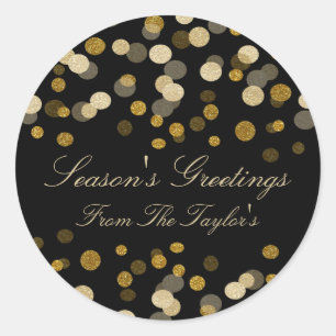 Christmas Gold Faux Glitter Festive Classic Round Sticker