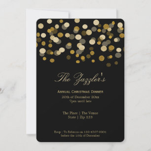 Christmas Gold Faux Glitter Festive Party Invitation