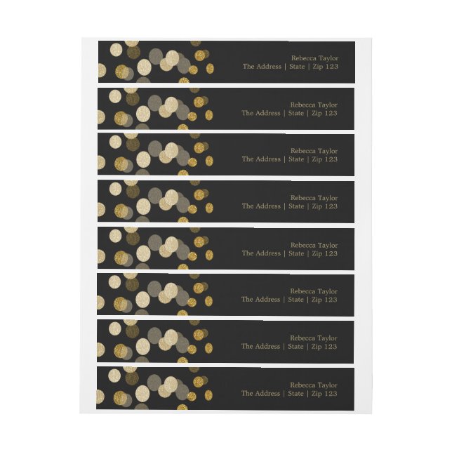 Christmas Gold Faux Glitter Festive Wraparound Address Label (Sheet)