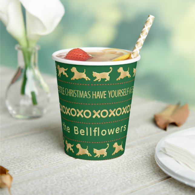 Christmas Gold Furry Cats and Dogs Paper Cups (Insitu)