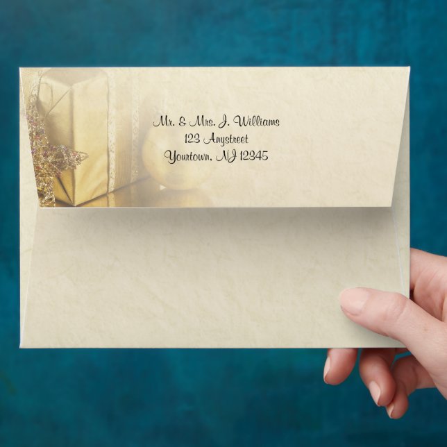Christmas Gold Gift Box Envelope (Hand)