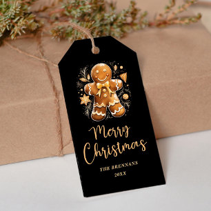 Christmas Gold Gingerbread Merry Festive Holiday Gift Tags